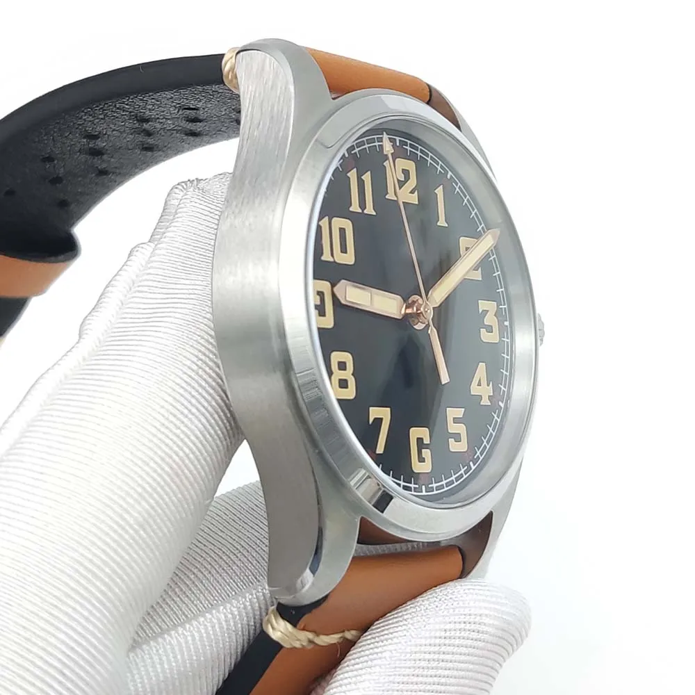 6 Colours Men\'s Automatic Watch Vintage NH35 Movement Steel Case Luminous Waterproof Leather Strap Automatic Mechanical Watch