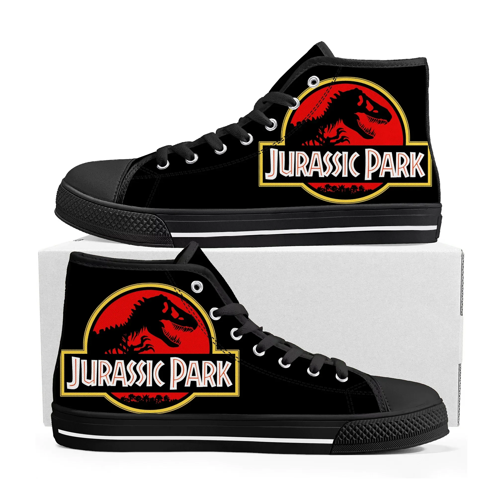 

Кроссовки Jurassic Dinosaur World Park High Top, высококачественные мужские, женские и подростковые кеды из канваса, повседневная обувь для пар, обувь на заказ
