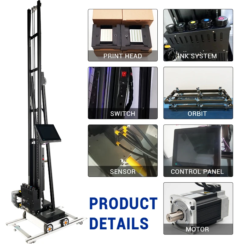 Digital Eco Friendly Inkjet Printer With Wheel Background Glass 3D Portable Mini Vertical Wall Printing Machine