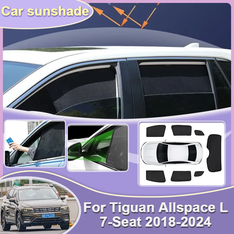 

Car Mesh Coverage Sunshades For Volkswagen VW Tiguan Allspace L LWB 7seats 2018-2024 Sunscreen Window Sunshade Magnetic Visors