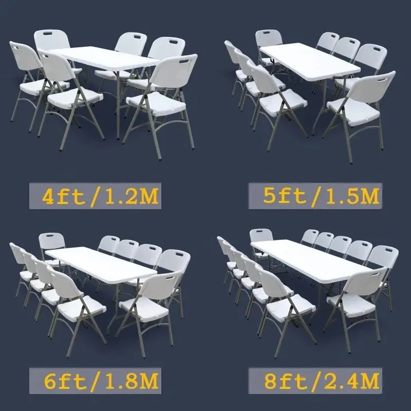 Outdoor Plastic 5ft Foldable Table for Kitchen Dining Banquet Party Picnic BBQ Camping Mesa Plegable for Exterior Use