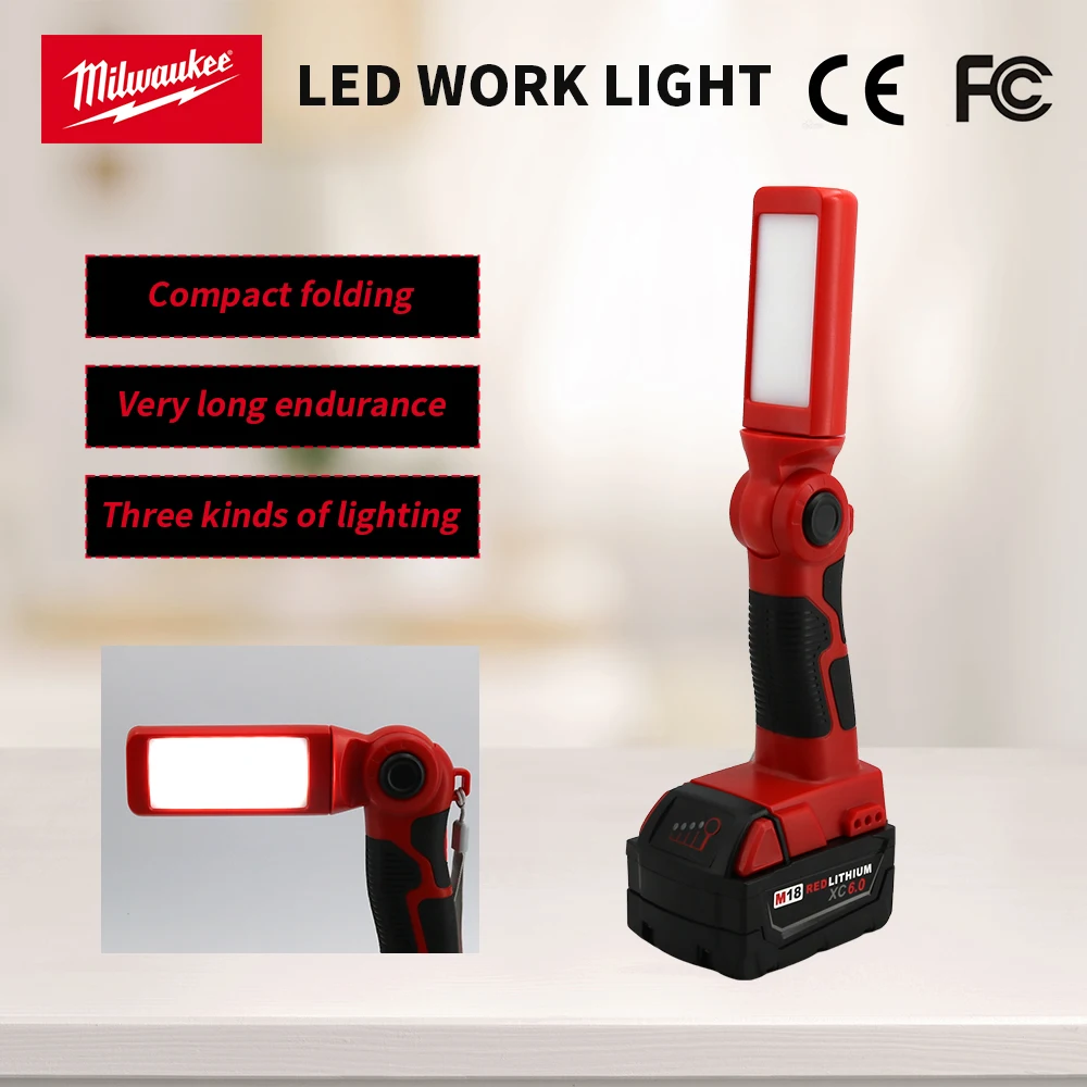 Milwaukee Work Light Super Bright LED 270 Degree Portable Handheld Flashlight Outdoor Torch Hand Lantern Use 18V Lithium Battery