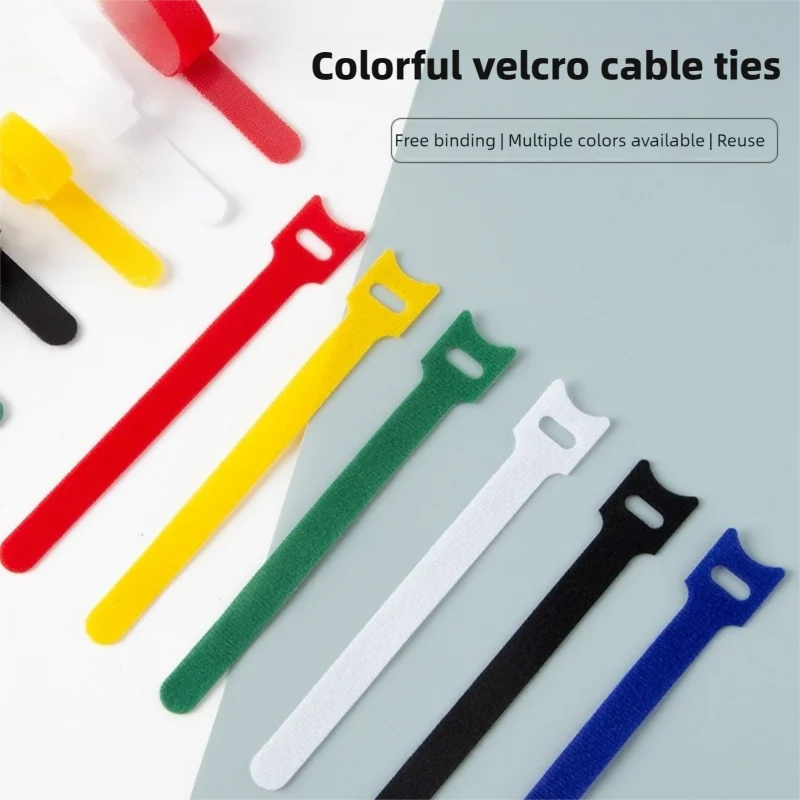 Durable Soft Nylon Releasable Cable Ties Reusable Velcro Organizer Strap Self-Adhesive Tapes for Cable Management
