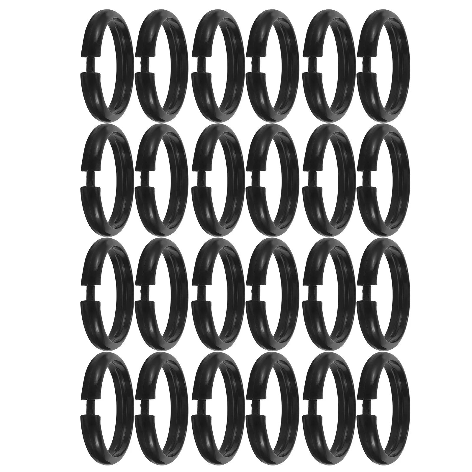 24Pcs Shower Curtain Rings Black Plastic Hooks Large 5Cm Circle Easy Slide Rust Resistant Bathroom Shower Curtain Locking Hooks