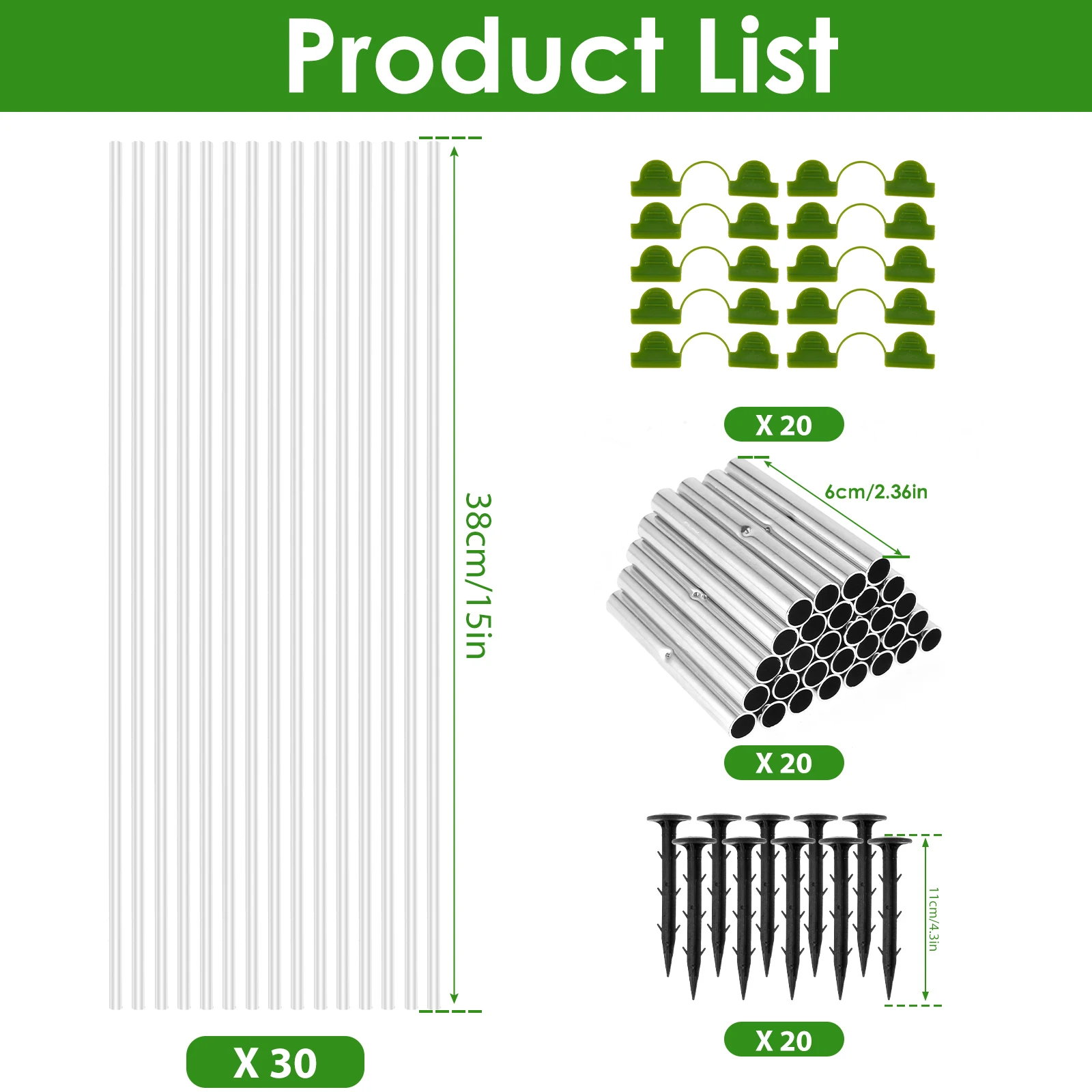 Kit De 36 Aros De Fibra De Vidrio Para Invernadero Y Camas Elevadas – Con Conectores Y Clavos, Túnel De Cultivo Versátil Aros Para Invernadero Kit De 36 Aros De Fibra De Vidrio Para Invernadero Y Camas Elevadas – Con Conectores Y Clavos, Túnel De Cultivo Versátil Aros Para Invernadero