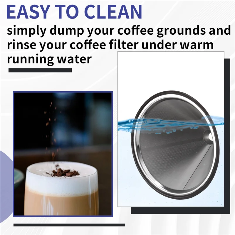 【Popular】Coffee Pouring Filter Reusable Stainless Steel Coffee Dripper Paperless Coffee Filter For Sustainable Brewing
