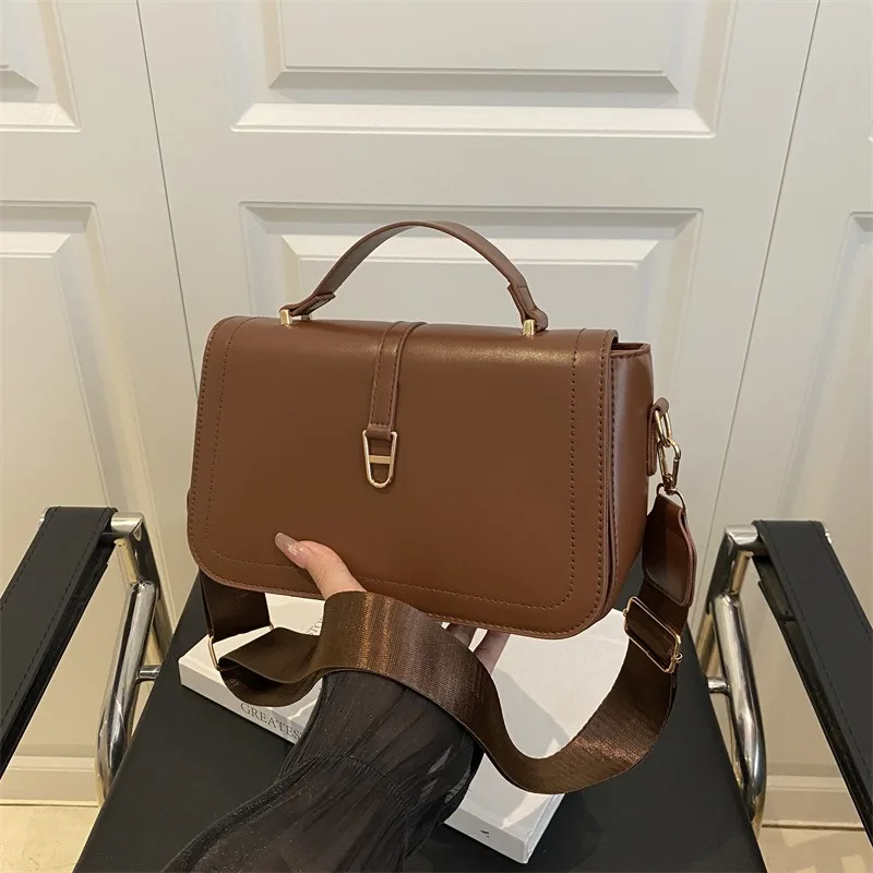 

Модная минималистичная сумка через плечо с верхней ручкой и клапаном для женщин - однотонная квадратная сумочка простого дизайна, сумка на плечо