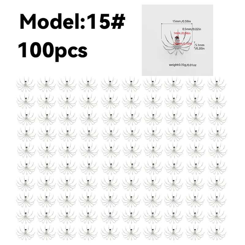 100 Uds. Ganchos de calamar de acero inoxidable, agujas para paraguas, tubos de soplado, sin pรบas, anzuelos de remolque multigarra para pesca en el