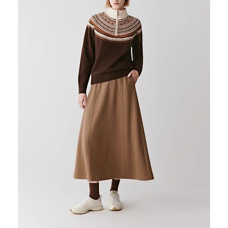 

Pure Original Small ain Women's Knitted Sweater 00% Wool Long Sve Overhead Sle Comfortable Soft Warm Winter New Arrival