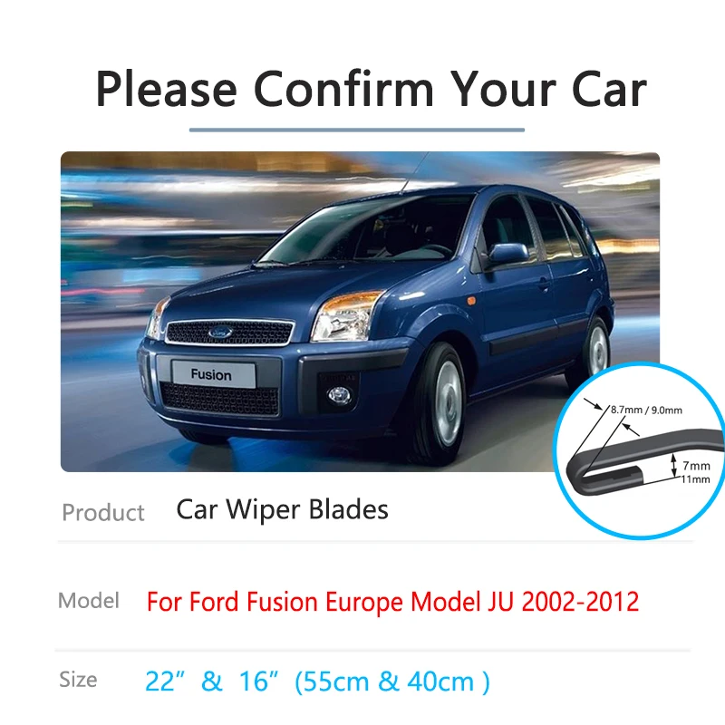 For Ford Fusion Europe Model JU 2002~2012 Front Wiper Blade Car Accessories Window Windshield Windscreen Washer LHD RHD U J Hook