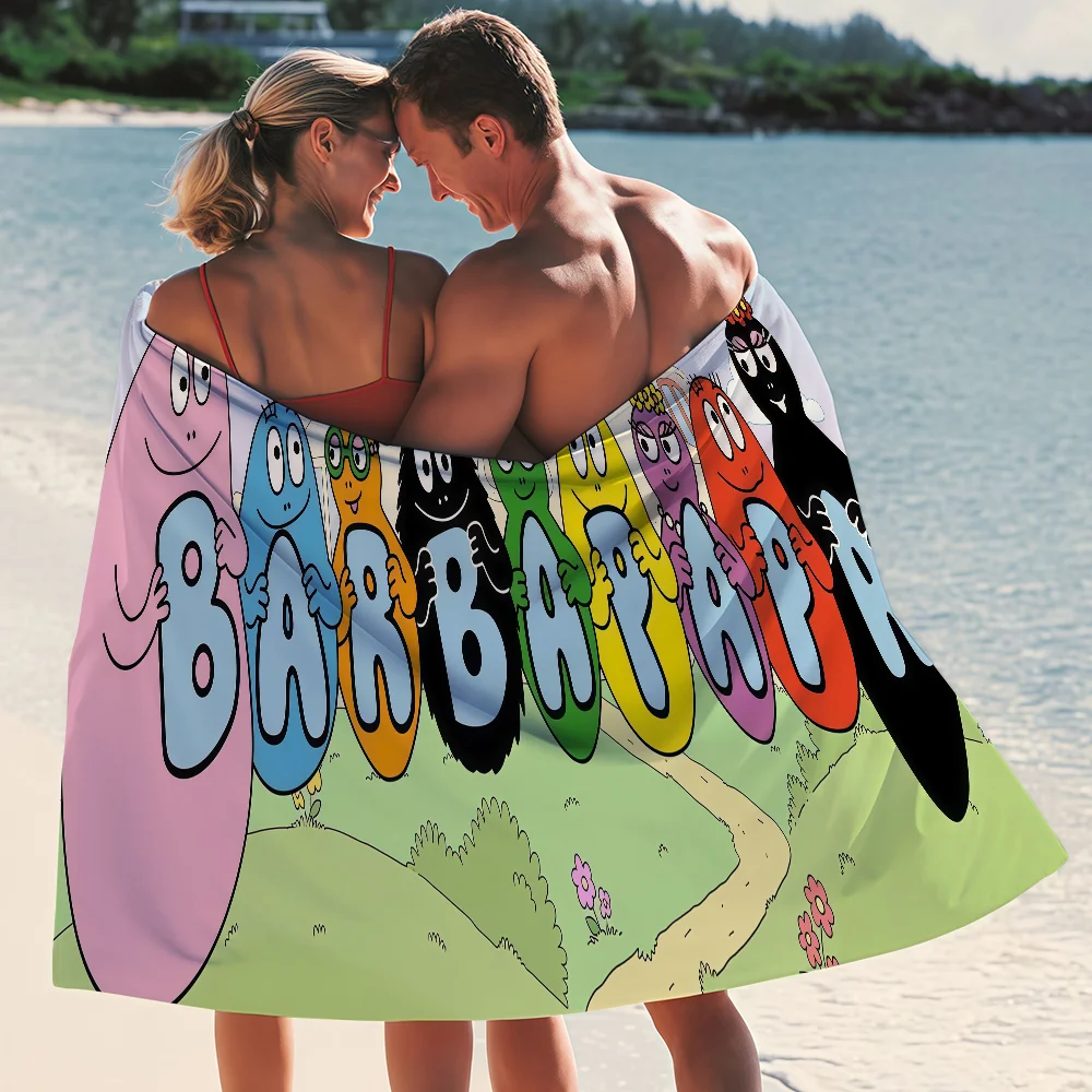 Cartoon Barbapapa Towel Quick Drying Beach Towels Are Suitable For Swimming Pools Camping Yoga And The Gym