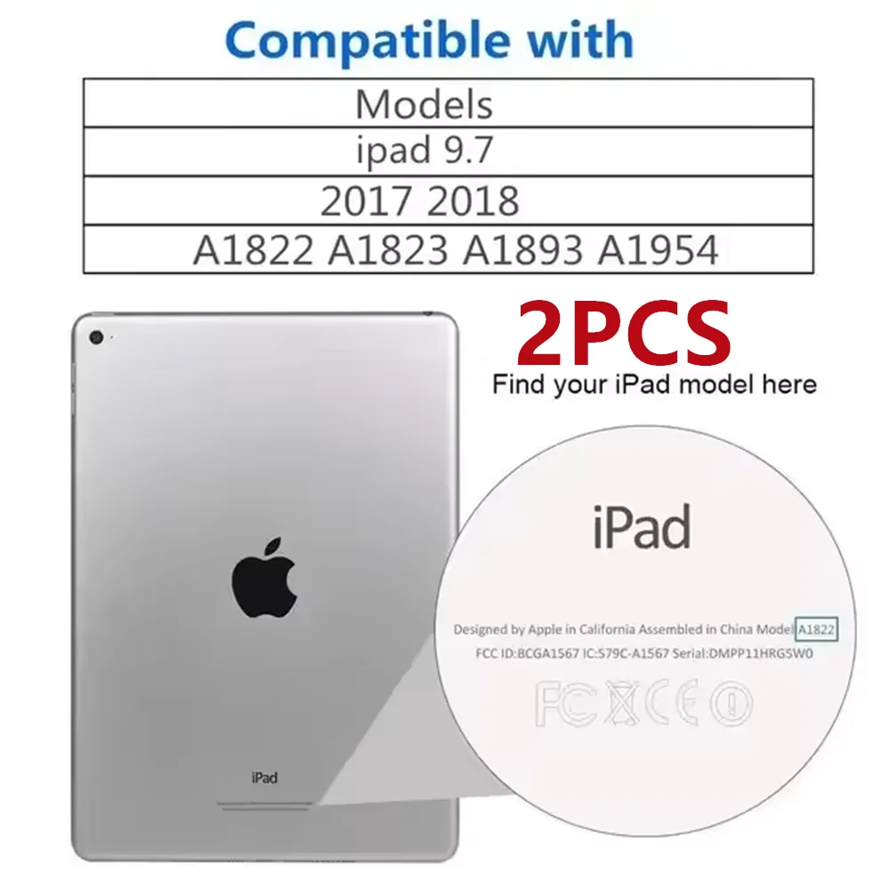 2 Stück 9H gehärtetes Glas Displayschutzfolie für iPad A16 10.2 9.7 10. 5 10.9 Pro 11 iPad 10 9 8 7 6 5 Air 4 3 2 Mini 2020 2021 2022