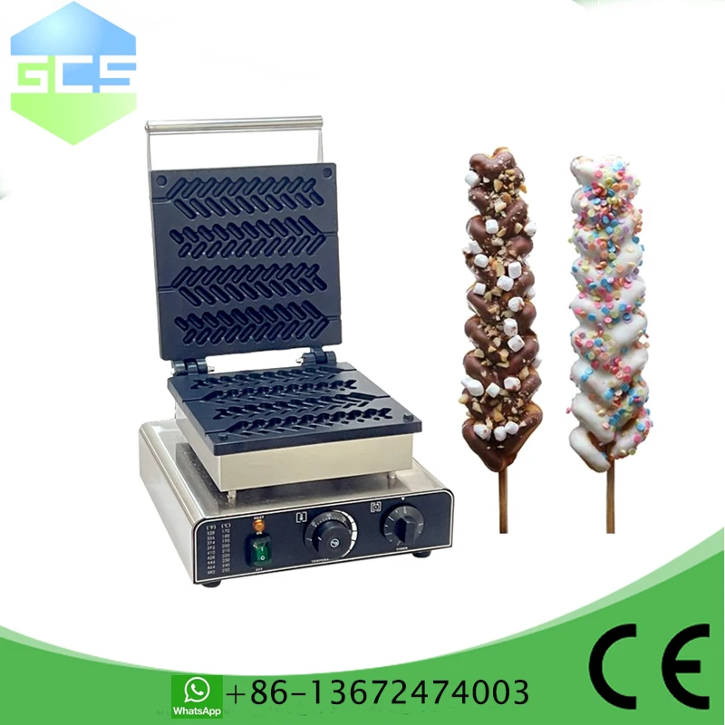 ماكينة عصا وافل مصاصة كهربائية ، آلة صنع وافل هوت دوج ، استخدام تجاري ، 4 * *