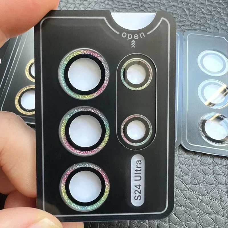 Glitter Camara Protezione per obiettivo per Samsung Galaxy S25 S24 S23 Plus S22 Ultra 5G A55 A54 A34 A24 Protezione fotocamera in vetro temperato