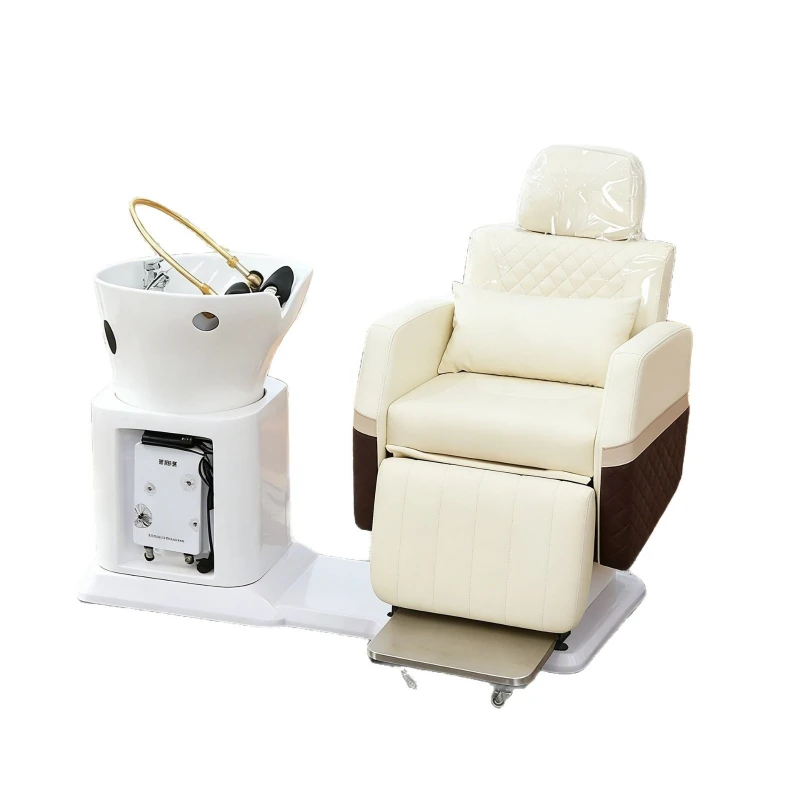 

High end fully automatic rotating head therapy hair salon hair care chair that can be folded down, flushing hair washing bed