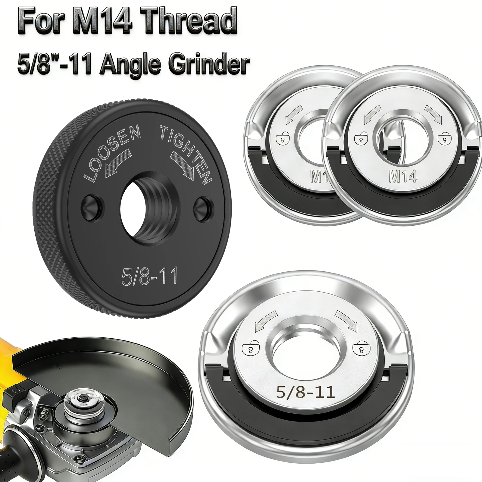 

Angle Grinder Flange Nut M14 Thread and 5/8"-11 Thread Angle Grinder Locking Plate Chuck Quick Release Locking Nut Replacement P