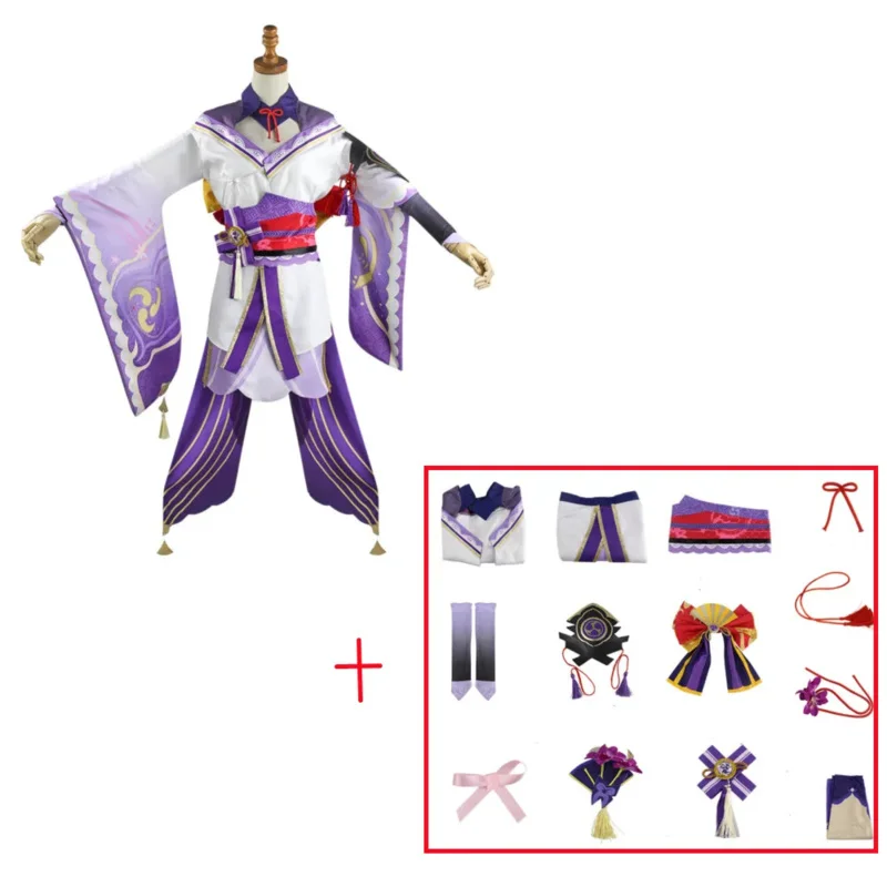 Raiden Shogun Cosplay Costume Genshin Impact Wig Purple Long Hair Halloween Costumes Full Set Genshin Baal Shougun
