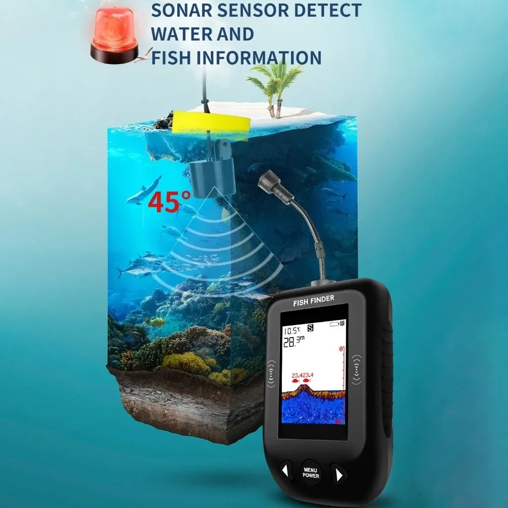 أجهزة كشف الأسماك XF03 بزاوية - مراجعة Fish Finder Portable وسعره