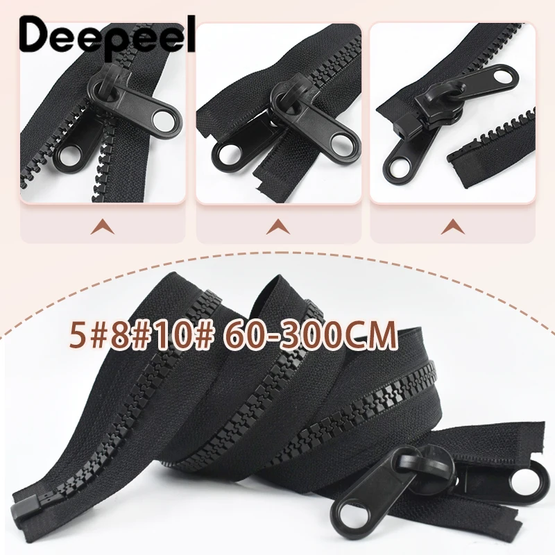

2Pcs 5#8# Resin Zippers 60-300cm Double-sided Auto Lock Zipper Bags Tent Down Clothes Closure Zip Repair Kits Sewing Accessories