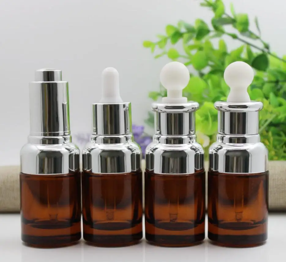 

30ml brown glass dropper bottle gold silver collar spot removal oil/serum/essence/liquid toner lotion emulsion skin packing