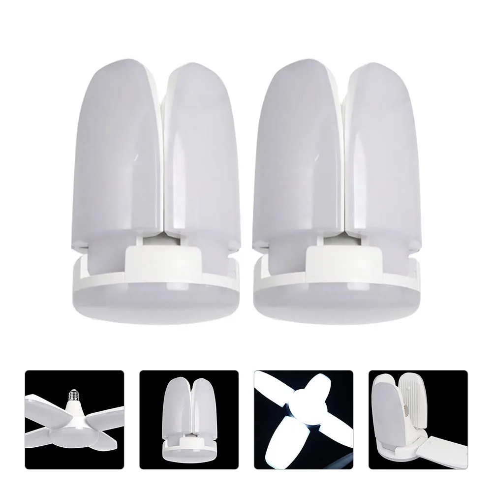 Luces LED plegables para garaje, 2 uds., 4 paneles, ajustables, 6500k, E27, enchufe de tornillo, luz de techo, eficiencia energética para almacén, sótano