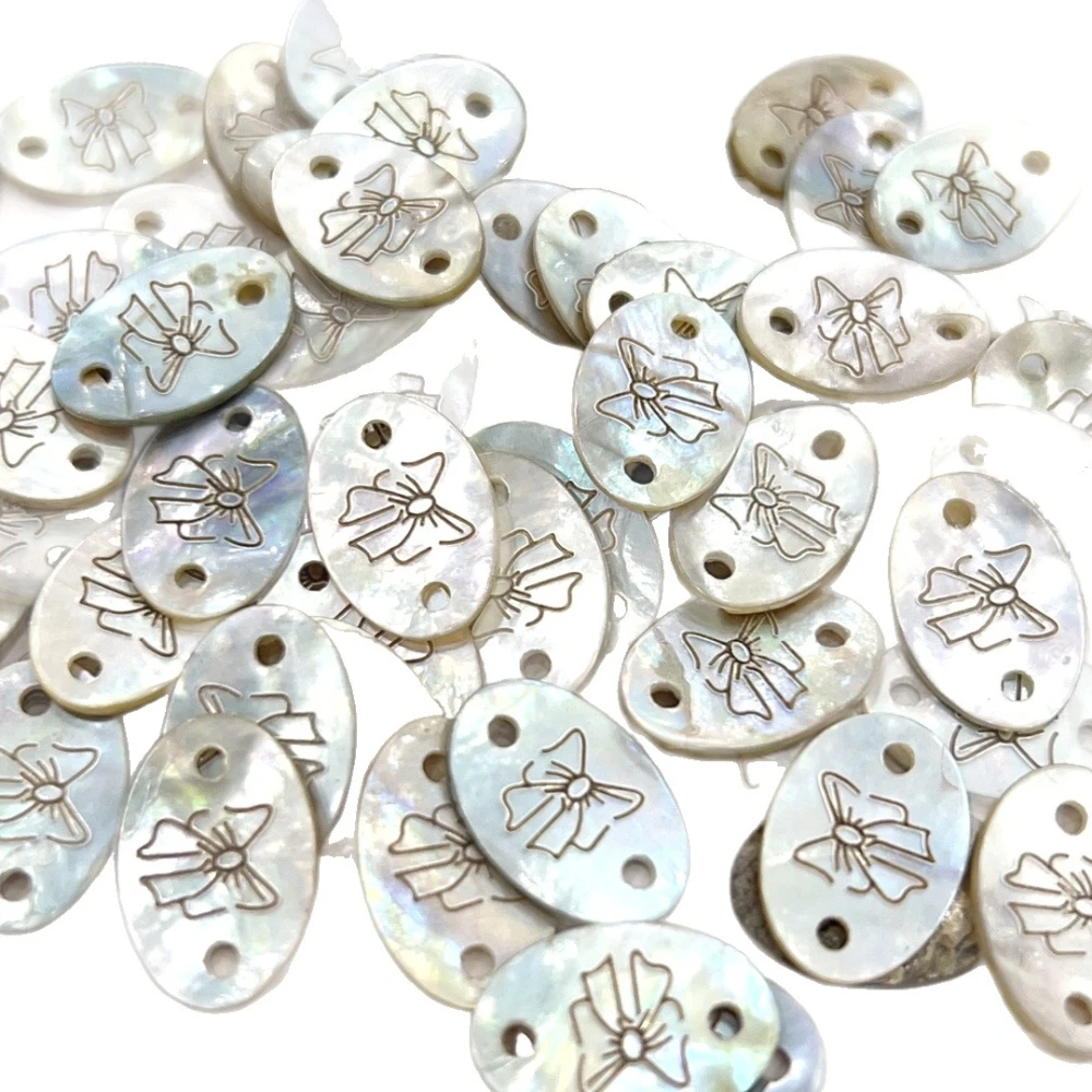 Exquisite Shell Label Button with Bow Pattern for DIY T-shirts Sweaters Hoodies Knitted Tops, Hats and Accessory Embellishments 5