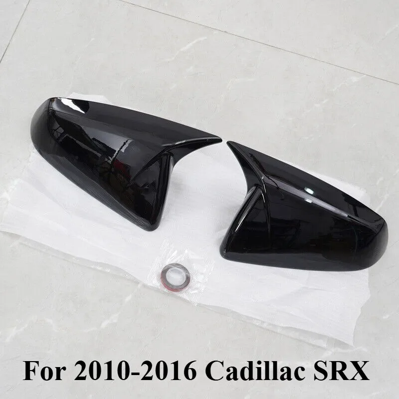 

Pair For 2010-2016 Cadillac SRX Gloss Black Horn Side Mirror Covers Caps Overlay