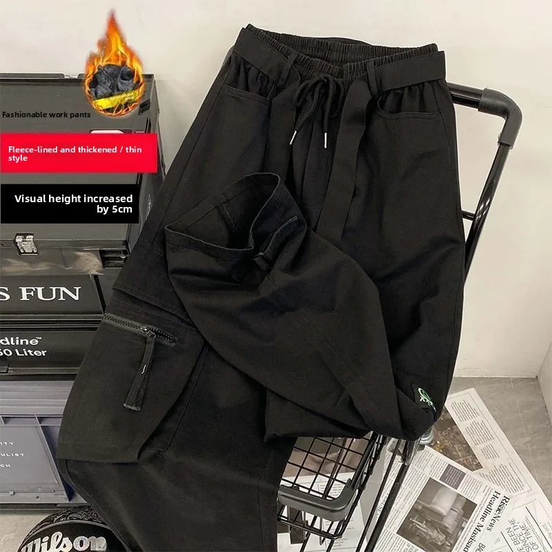 

Новые однотонные свободные повседневные брюки с высокой талией, корейские брюки для спецодежды, весенне-осенние модные прямые брюки