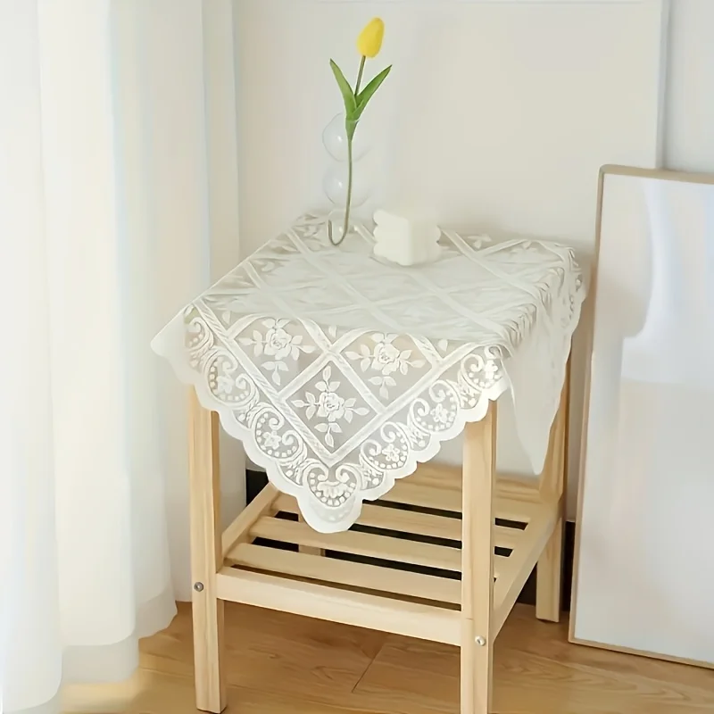 1pc Semi-Transparent Lace Tablecloth Washable Multi-use Cover for Picnic Party Home Decor