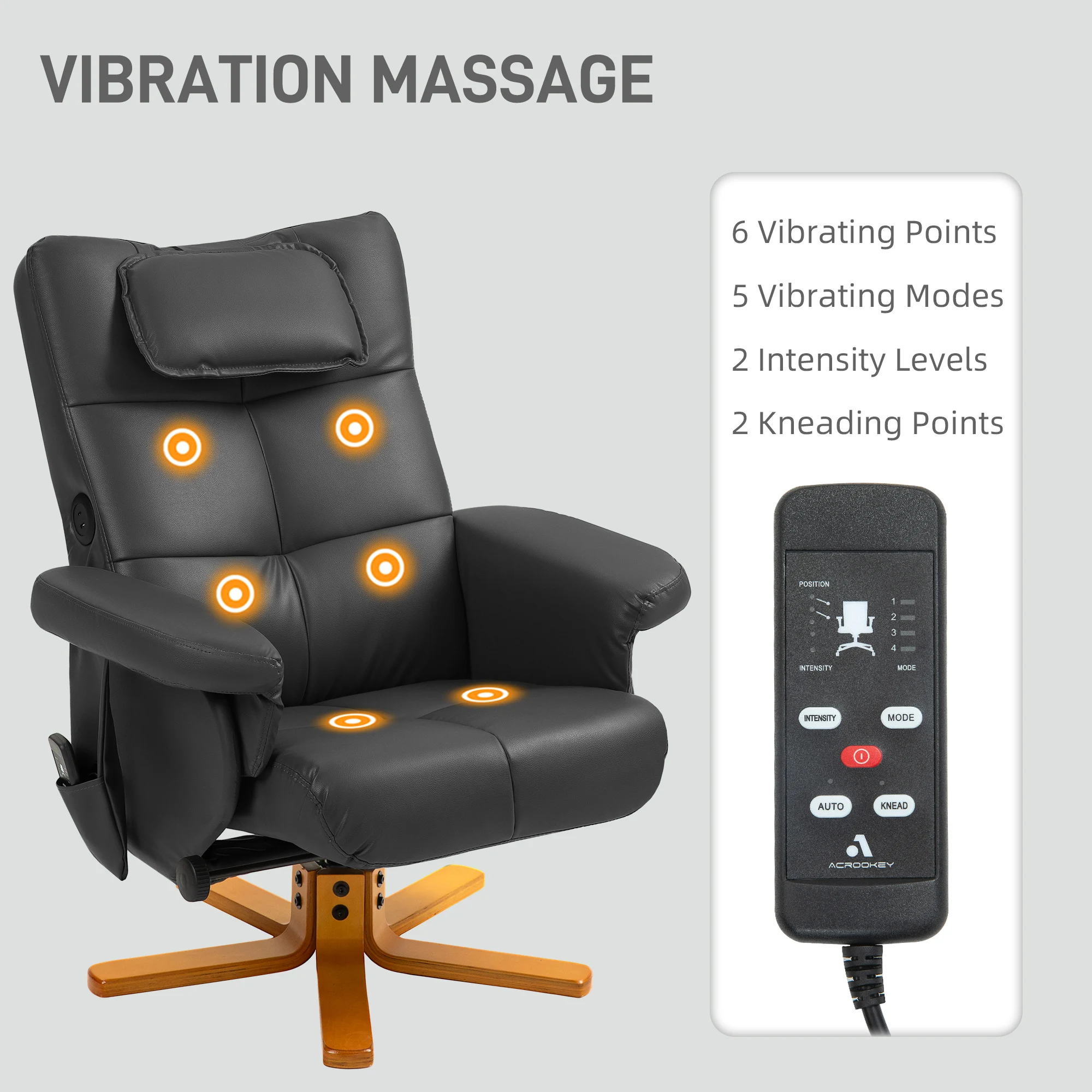 HOMCOM Massage Recliner Chair with Footstool and Hidden Storage
