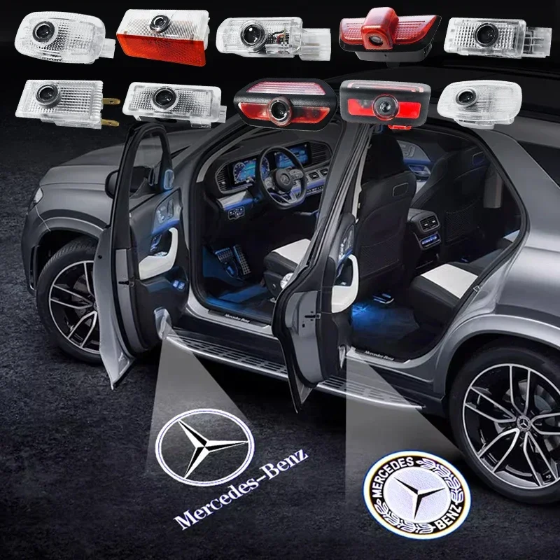 

2 шт. светодиодная лампа приветствия двери автомобиля свет логотип лазерный проектор освещение эмблема для Mercedes Benz W204 W221 W222 W203 W168 W245 W164