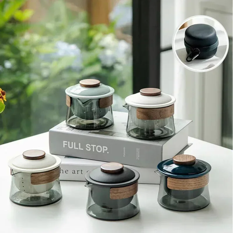 

1 Bowl 3 Cups Zen Teapot and Tea Cup Set Kit Household Tea Making Travel Tea Set Outdoor Portable Bag Chinese Set Supplies