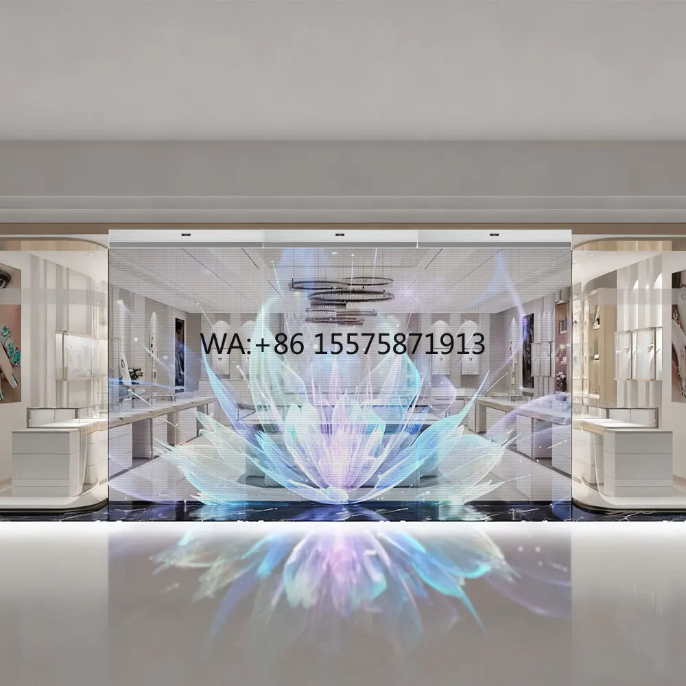 Hot Sales All in One Store Glass Window Video Display P2,7 P3.9 Holographic Ultra Thin Flexible Adhesive Transparent Led Screen
