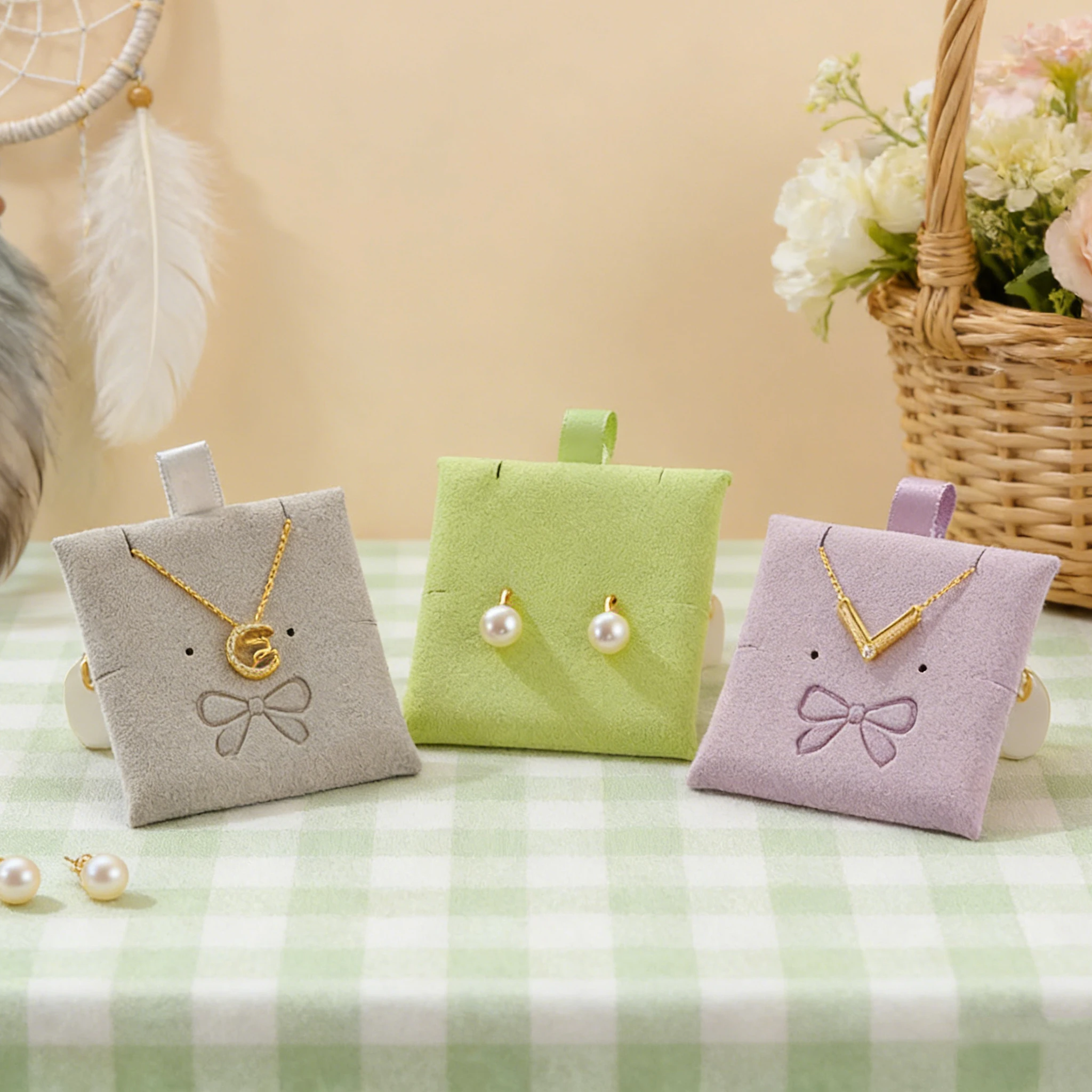 

20/50/100pcs Microfiber Jewelry Card Custom Logo Earring Necklace Display Cards with Cardboard Backpack Wedding Gift For Women