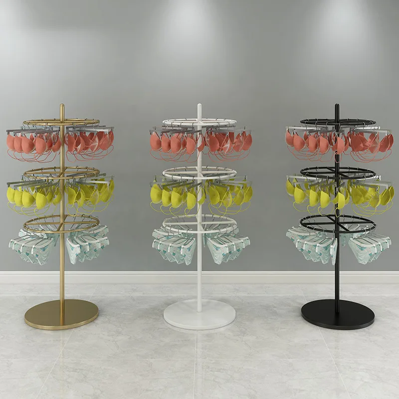 Rotating underwear display rack Floor-to-ceiling underwear store shorts bra underwear bra rack Nakajima round sock rack