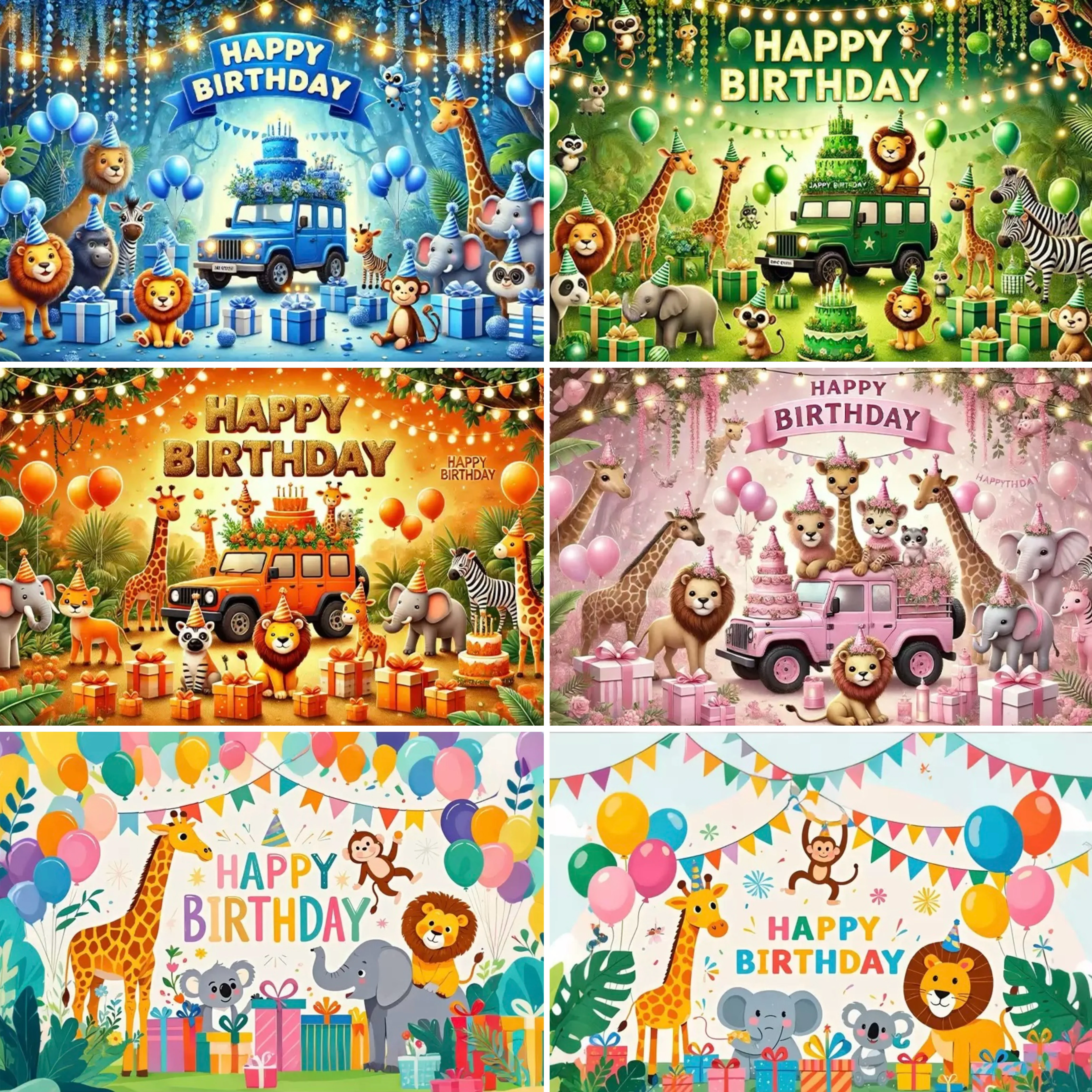 

Animal Theme Birthday Party Decor Backdrop Cartoon lion Elephant Giraffe Kids Birthday Party Decor Baby Baptism Party Supplies