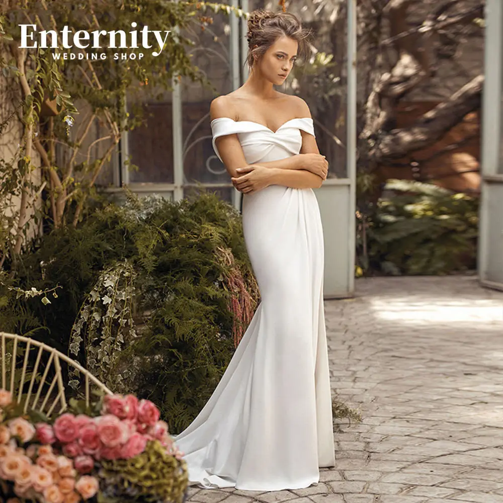 Customized Sweetheart Mermaid Bride Gown Off The Shoulder Simple Wedding Dress Backless Court Train Side Split Vestidos De Novia image 2