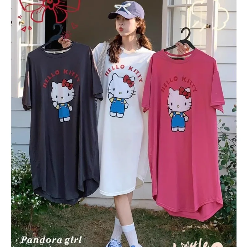 

Summer new round neck short-sleeved cartoon Hello Kitty girl loungewear nightdress