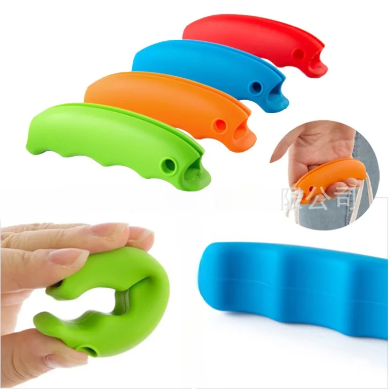 1Pc Color Silicone Shopping Bag Carrying Handle Plastic Tote Bag Anti-wear Hand Bag Clip Labor Saving Design Finger Protector