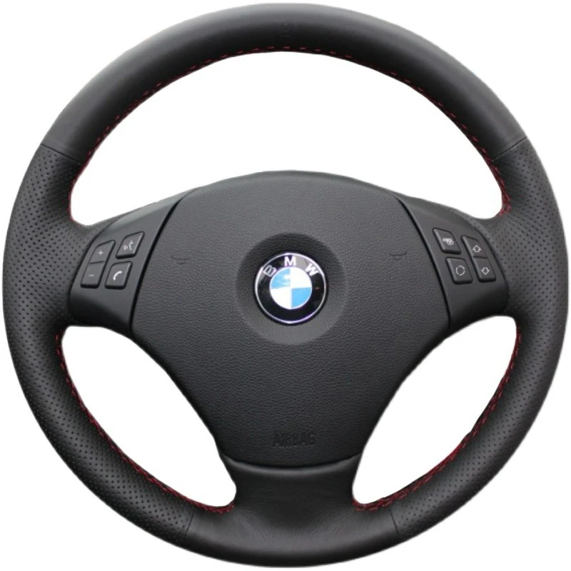 DIY Hand-Stitched Black Artificial Leathers Car Steering Wheel Cover For BMW E90 320 318i 320i 325i 330i 320d X1 328xi 2007