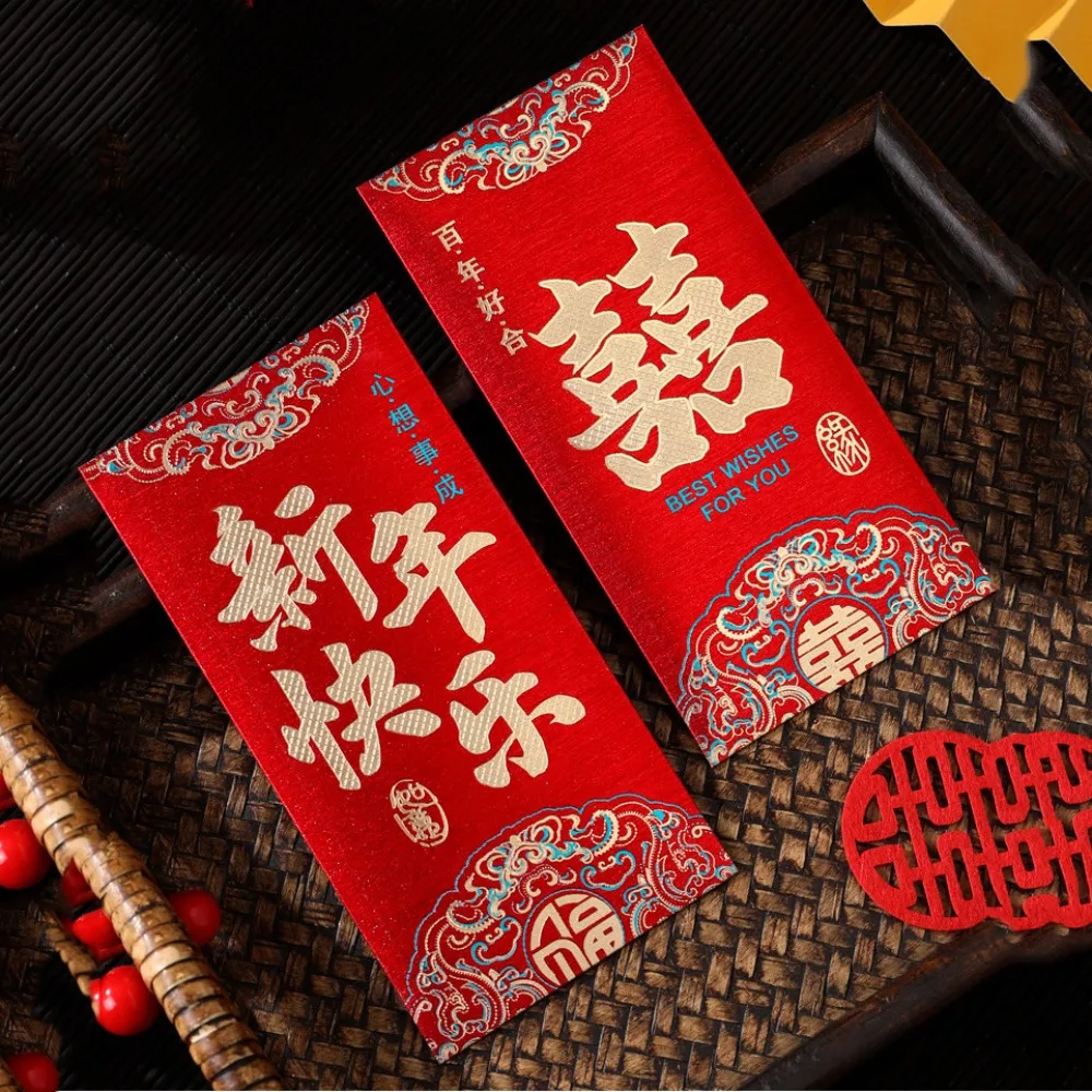 

6pcs/set Chinese New Year Red Envelope 2024 Traditional Lucky Money Envelopes Lucky Hongbao Red Pocket Blessing Gift