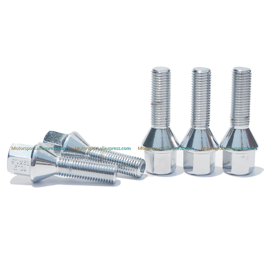 

10x BMW Mini Silver 14x1.25 Wheel Lug Bolt 28mm Shank Fit F-Body G-Body All Rims