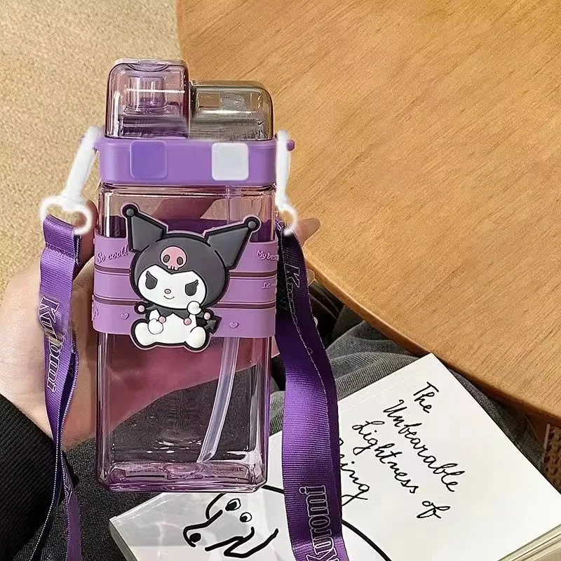 

Sanrio Melody Pompompurin Kuromi Cinnamoroll Plastic Bottle Double Drink Cup Students Cartoon Large Capacity 520ml Water Bottles