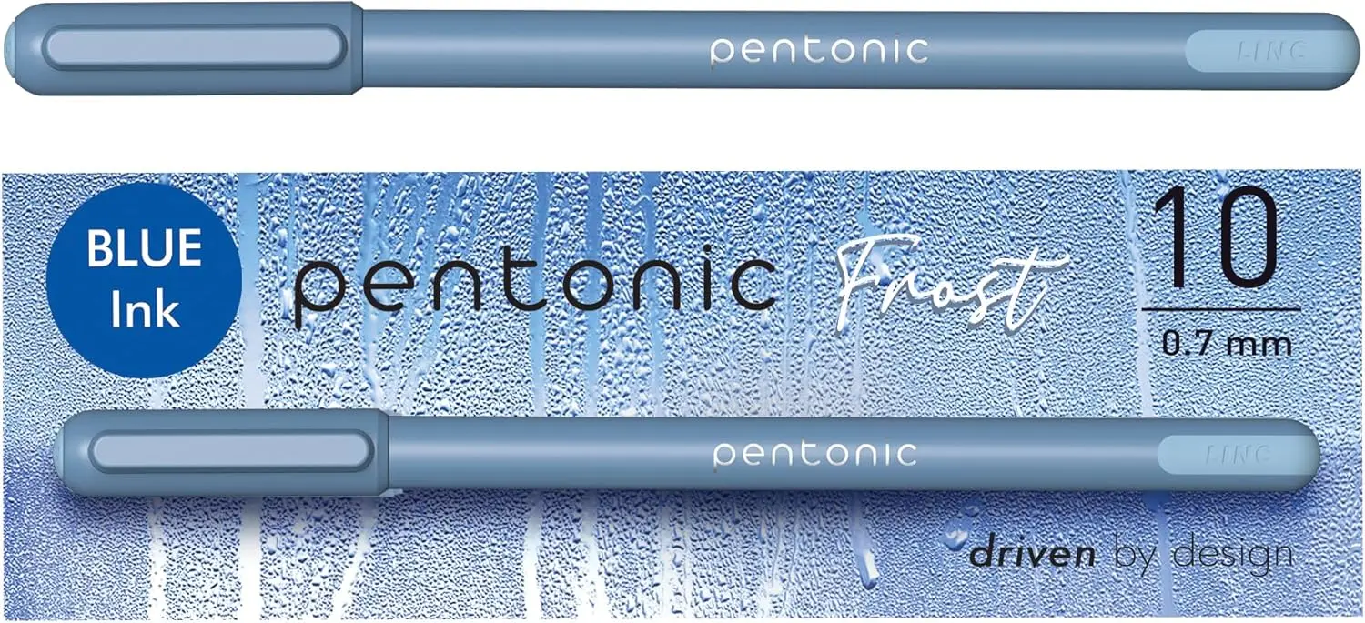 

0.7 mm Fine Point Ballpoint Pens, 10 Pack, Smooth Writing, Blue Ink, Frosted Pale Blue Barrel for Journaling & Note Taking