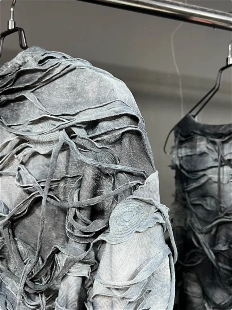 التصميم الأصلي 2025 تي شيرت جديد فضفاض غير رسمي بأكمام طويلة مصبوغ بربطة عنق للرجال والنساء