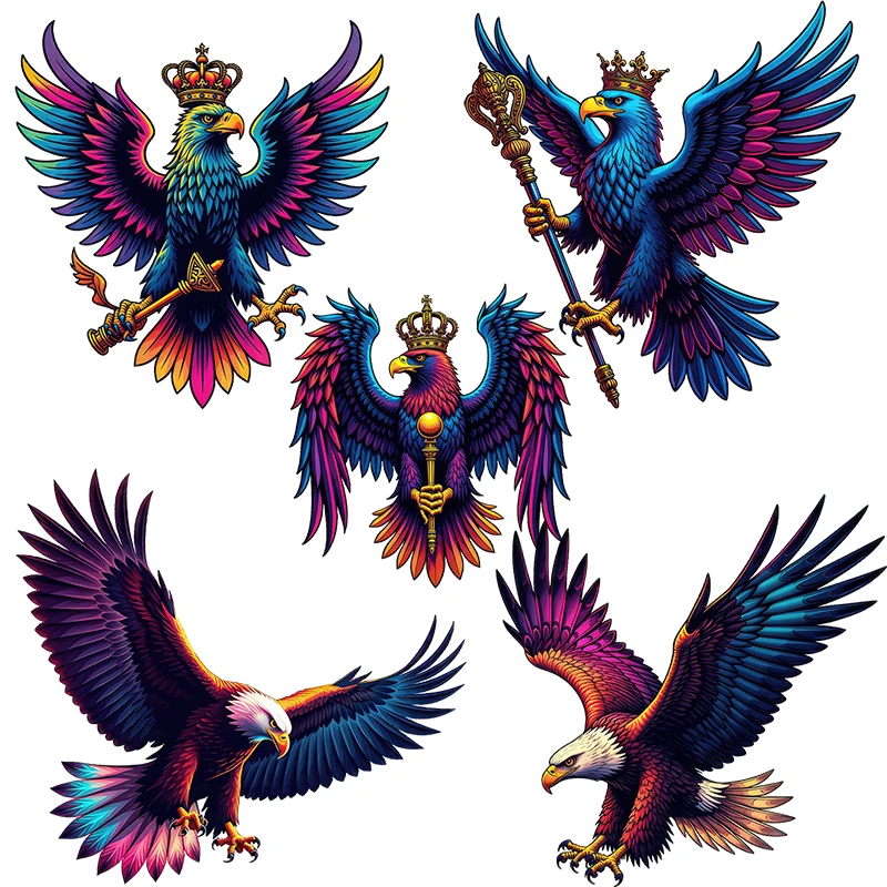 Three Ratels CD130 Majestic colored eagle with scepter art wall sticker For home decoration Personalized car decals