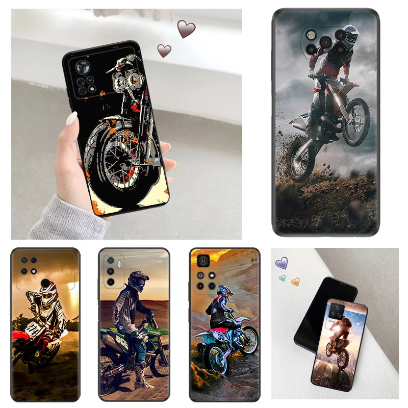 Anti-Drop Soft Phone Case For Xiaomi Poco x5 5G x4 x3 pro f3 gt f4 f5 m5 m4 m3 c40 c50 c51 Fashion Flying Rider Motocross Cover