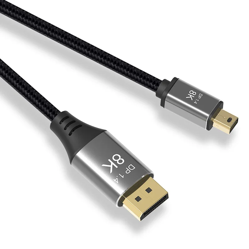 JavicTech  8K@60Hz 4K@240Hz 32.4Gbps, HDR, Mini DP to DP Cord for Thunderbolt 1 2 MacBook Surface Monitor Graphics Card