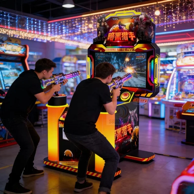 Indoor Arcade Gatlin Dark Hunter, Coin Operated Gun Simulator, Children Shooting Game Machine, 6 in 1 Entertainment System