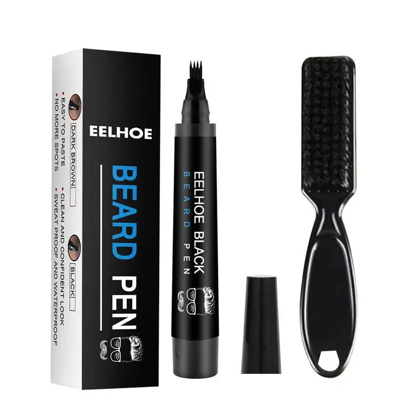 Beard Filling Pen Kit Barber Pencil With Brush Male Tool Hair Eyebrow Engraving Shape Mustache Styling Salon Repair Tool